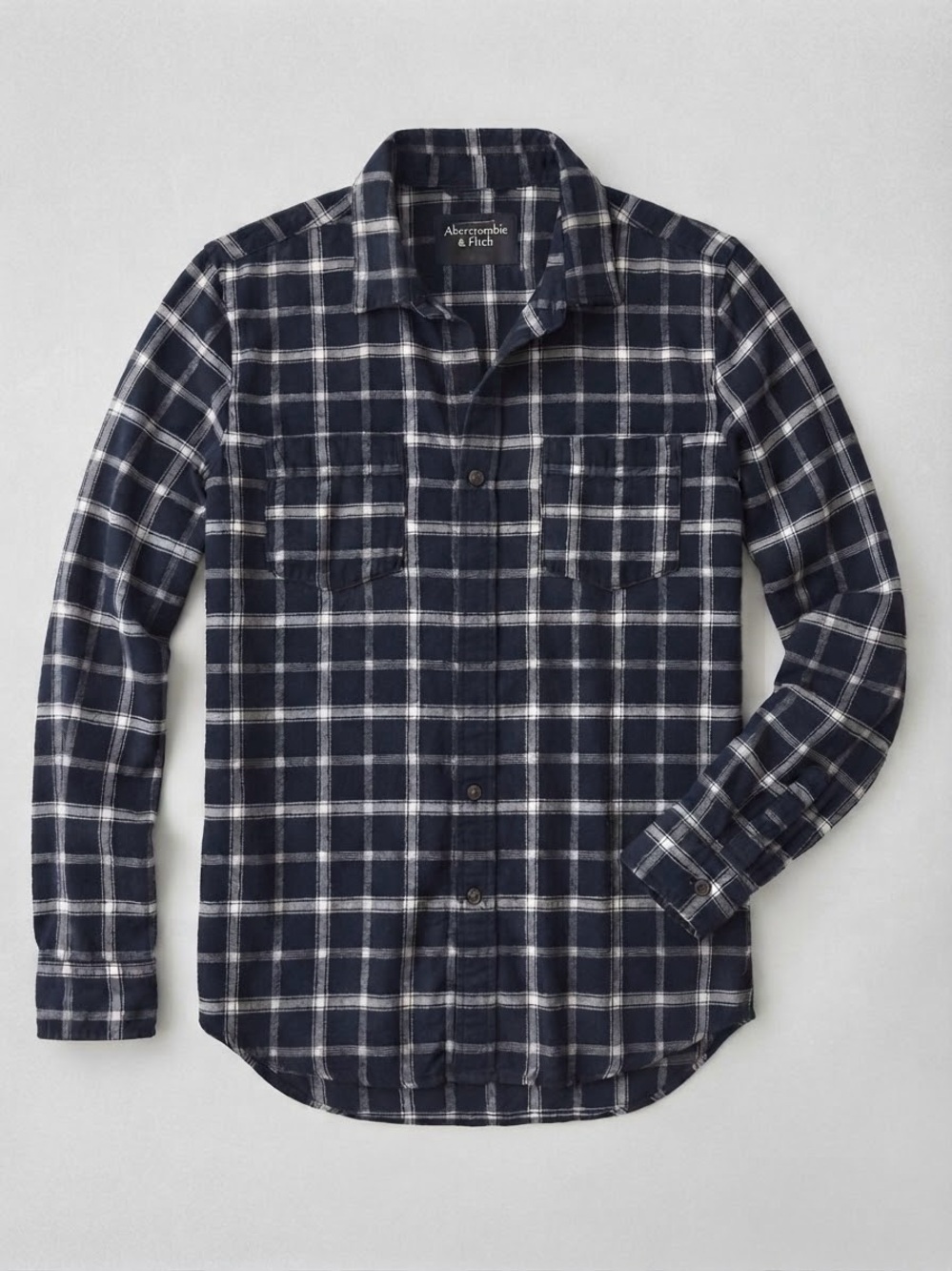 Abercrombie & Fitch Navy and White Plaid Shirt, Boyfriend style